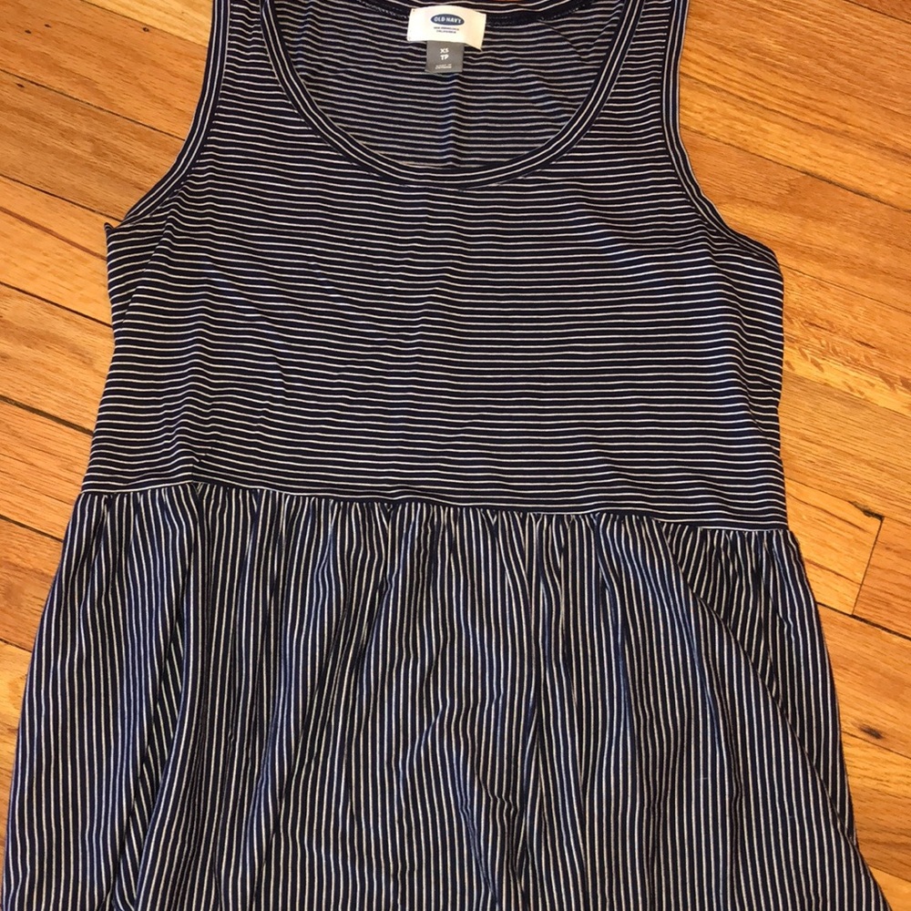 Navy blue and white stripped tank top